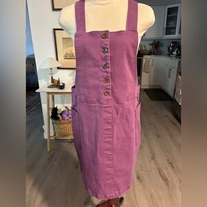 Kavu Purple Button-Front Pinafore Dress